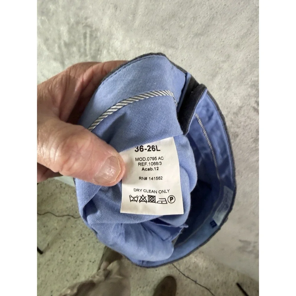 Peter Manning Dress Pants‎ Mens 36x26 Gray 100% Wool Portugal Flat Front